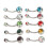 10 Stück Rhinestone Nabelpiercing-Ringe bunt gebogen 11