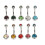 10 Stück Rhinestone Nabelpiercing-Ringe bunt gebogen 2