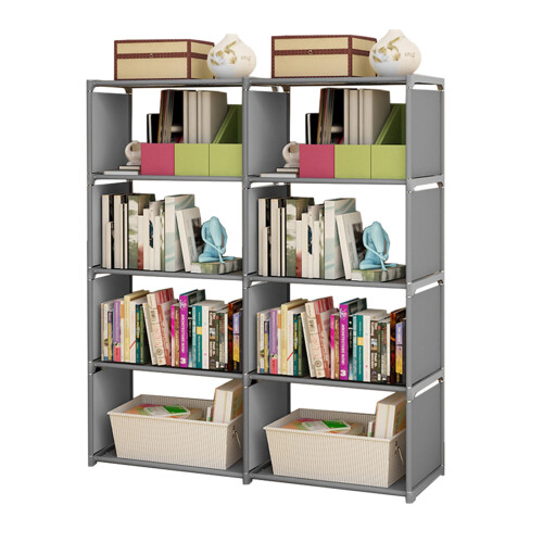 5-Tier 8 Cubes Storage Bookcase, Grey, 125x41x27cm 2