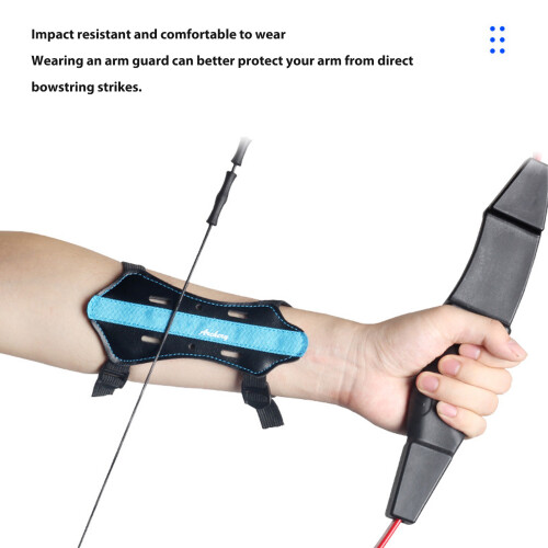 Kids Archery Bow Forearm Guard PU Leather Adjustable Thickened Breathable Blue 2