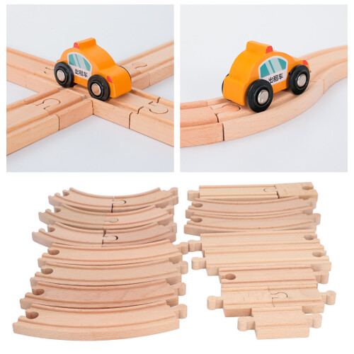 Pack A Ensemble de rails de train en bois de hêtre pour tout-petits 2