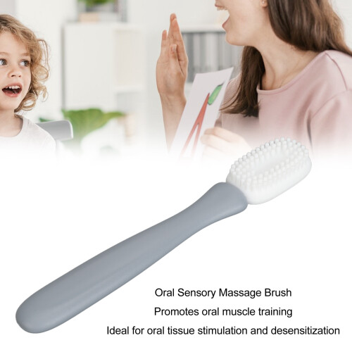 Brosse de massage buccal sensoriel - silicone gris clair 2