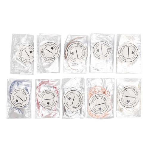 10er Pack Metallic Stickgarn-Set 1mm Mehrfarbig Glänzend 2