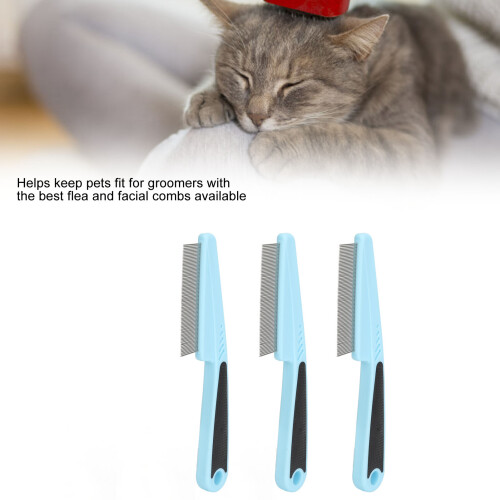 Professioneller Floh-Gesichtskamm Edelstahl blau 2