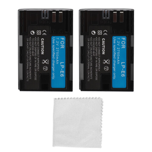 2 baterías de 2750mAh 7.2V para LP-E6 E6N R5 Negro 1