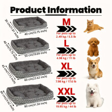 (Grey, XXL?80.01*59.99cm?) Ultra-Soft Plush Dog Bed | 4 Size Options, Winter Warm Pet Sofa, No-Assembly Required Thick Mat for Cats and Dogs, Made of Polyester Fiber