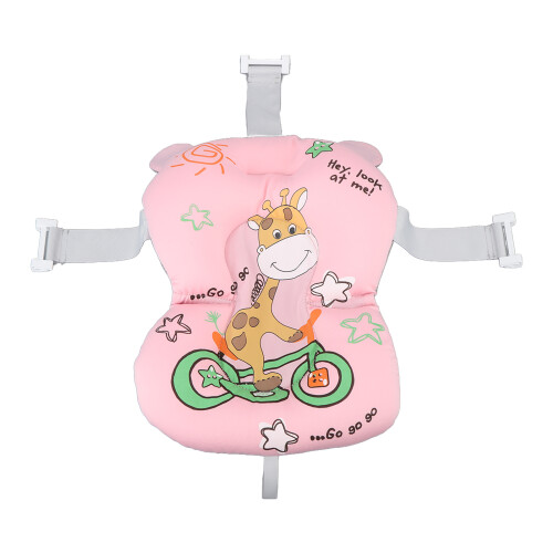 Soft Baby Bath Support Cushion Pink, Breathable Cotton Mesh Mat 1