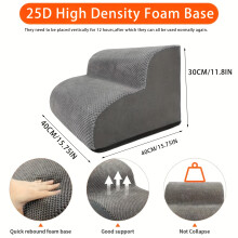 (Grey, Second Order) Soft Sponge & Polyester Fiber Pet Stairs for Senior & Small Medium Dogs - 25D, 234 Steps, Comfortable Climbing Aid for Multi-Scene Use