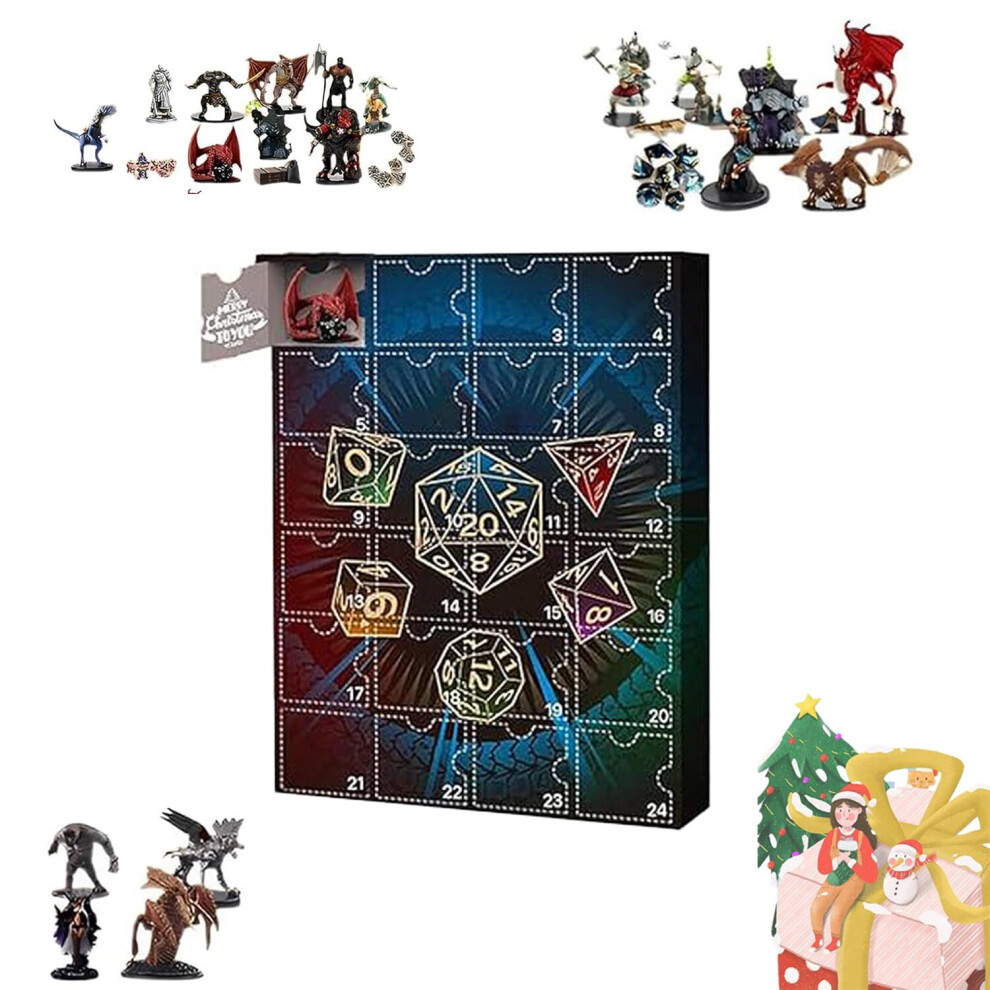 Cadeau de Noël 2025 Sélectionnez la couleur Nom Calendrier Donjons et Dragons, Calendrier compte à rebours de Noël 24 jours 2025, Boîte aveu