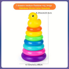 (7 Floors) Rainbow Circle Educational Toy - Colorful Stacking Tower with 8 Plastic Rings - Ideal for Sensory Play, Enhances Motor Skills