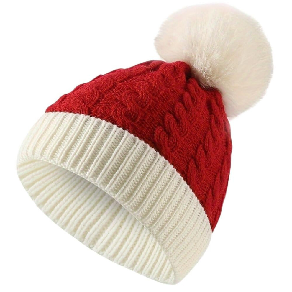 2025 Christmas gift Santa Hat Christmas Hats Baby Winter Knitted Hat,Red and White Knitted Hat,Santa Claus,Kids Pom Pom Beanie,Festive Chris-image-OPC-PJDVBBW-NEW