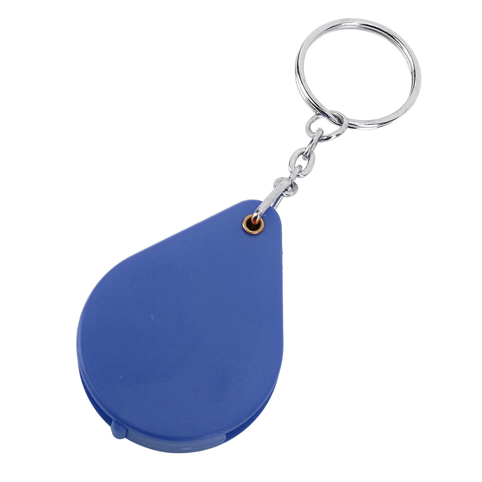 Blue Foldable 10X Magnification Mini Magnifier With Keychain For Outdoors