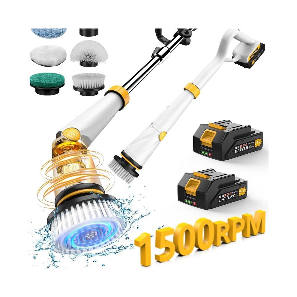 (Q2 Spin Scrubber) 7 Heads Electric Spin Scrubber Cordless Bath Tub Power Scrubber with Handle Household Appliances-image-OPC-PJDVC8Z-NEW