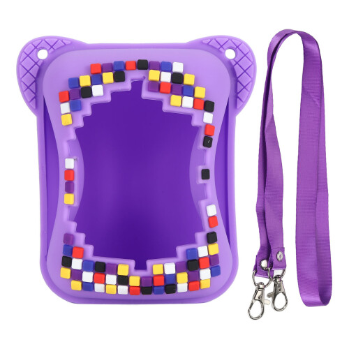 Custodia in silicone Bitzee 8,2x7,5cm cordoncino viola 1