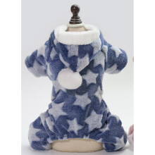 Felpa con cappuccio per cane a quattro zampe con motivo a stelle in pile corallo Blu L