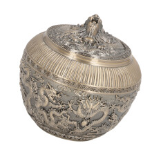 Boîte à thé en bronze, grande, 15 15 15 cm, hermétique.