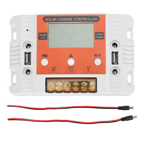 Controlador de carga solar 12V-24V 30A con pantalla LCD USB 1