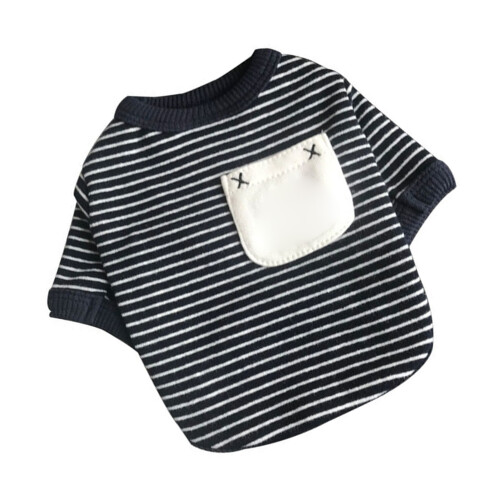 Camicia a righe per cane in cotone - Taglia M, Blu/Bianco