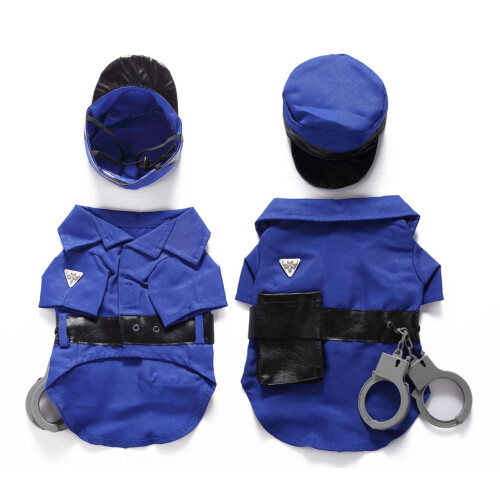 Polizeihund-Kostüm Blau Größe M Polyester-Outfit