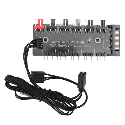 Hub 2-en-1 ARGB PWM 93x40mm, câble de 60 cm, PCB 2