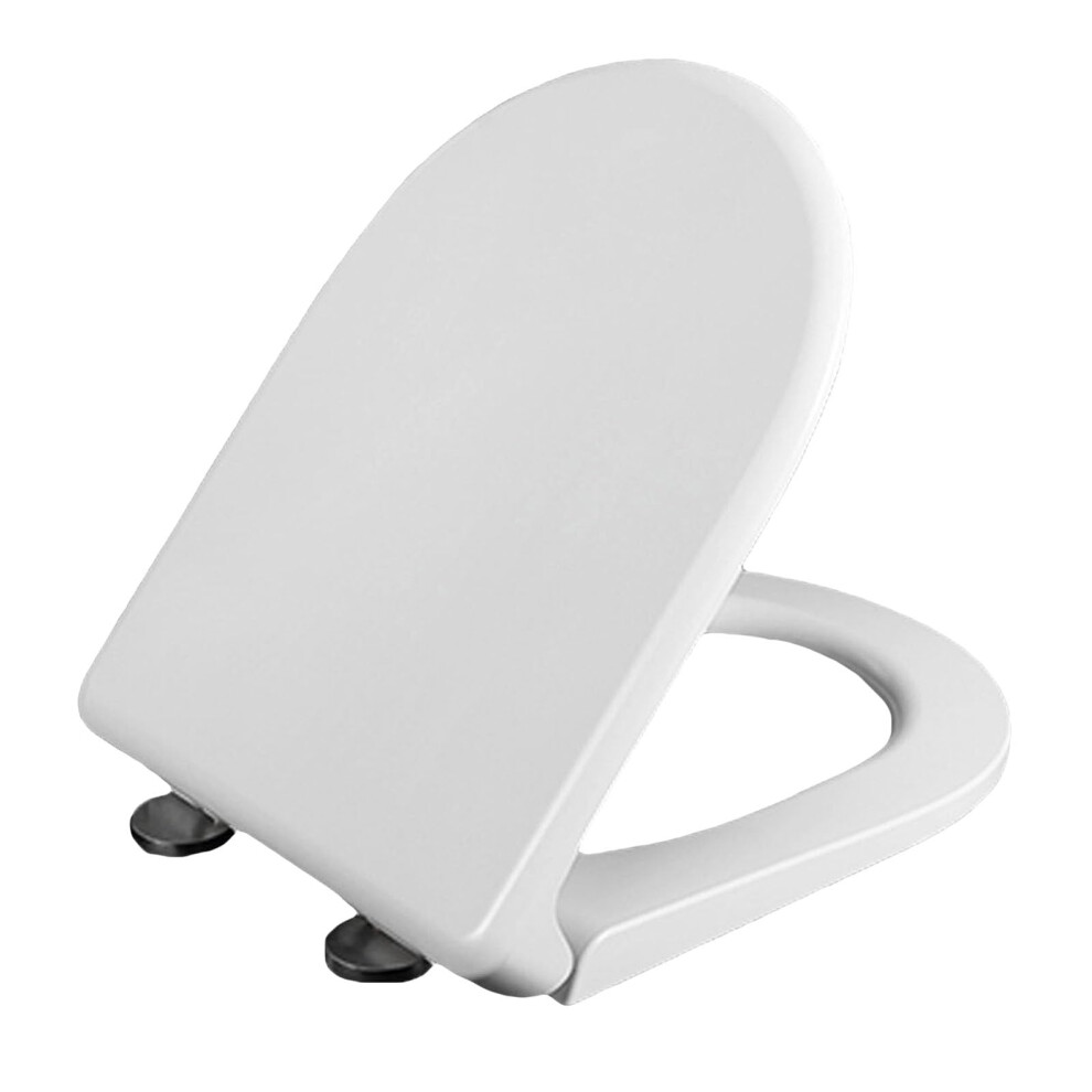 Toilet Seat With Soft Close D-Shape White Pp Quick Release Hinges 02R 37X46 Cm 6493810522338
