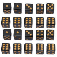 20 Stück Schwarze Würfel, 6-seitig, aus Kunststoff, für Tisch- oder Brettspiele, Mathematikunterricht, Partys, gerade Winkel