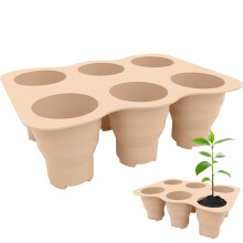 6-Cell Silicone Seedling Tray With Holes, Seed Starter Tray For Microgreens, Vegetable And Flower Seeds, Skin-Coloured