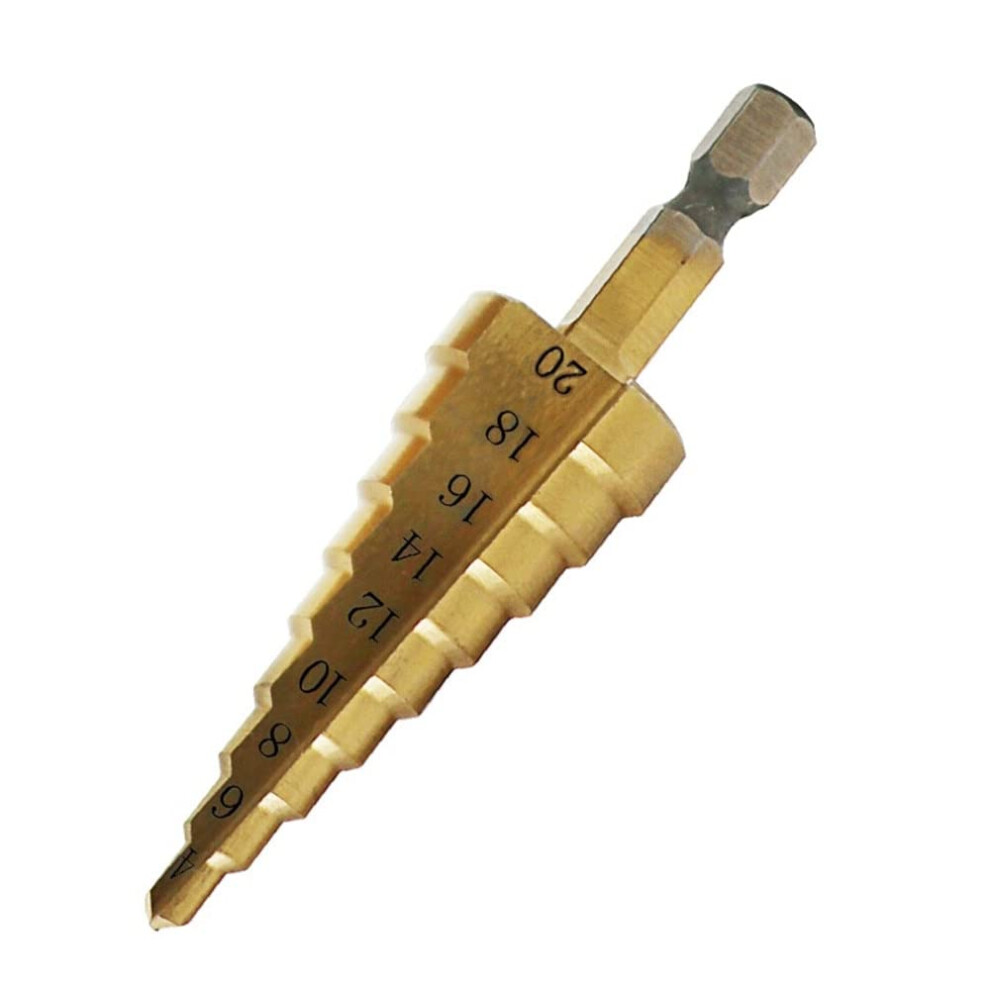 Hss 4241 Step Cone Drill Bit Set Titanium Coated Steel 4-20Mm 4-12Mm 6493810522666