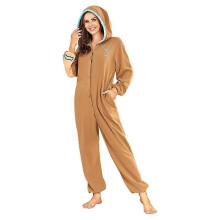 (M)Xmas Gingerbread Man Costume, Gingerbread Onesie Christmas Outfit Cosplay Hooded Jumpsuit