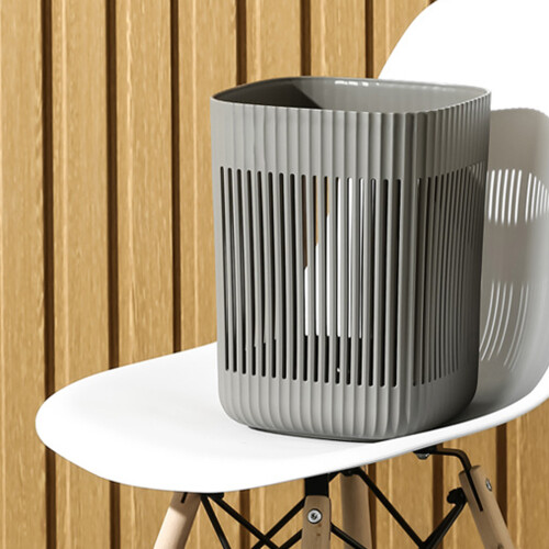 Large Grey Plastic Wastebasket 29.5x22.5x22.5cm Open Top Trash Bin