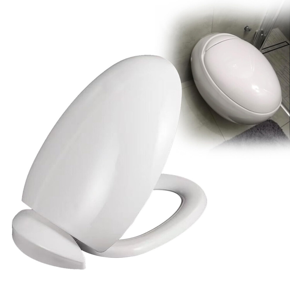 Toilet Seat Quick-Release, Soft-Close, Removable Elongated Bowl, Quiet Cover, Includes Seat Bumpers, White 6947110870359