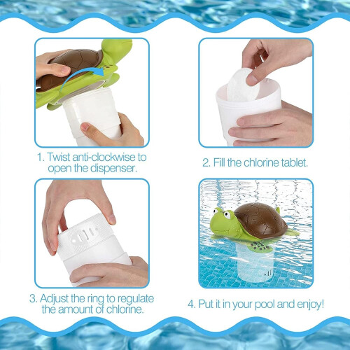Pool Dosing Float Turtle Shaped Adjustable Chlorine Dosing Floater For Pool, Spa, Aquarium And Bath 2