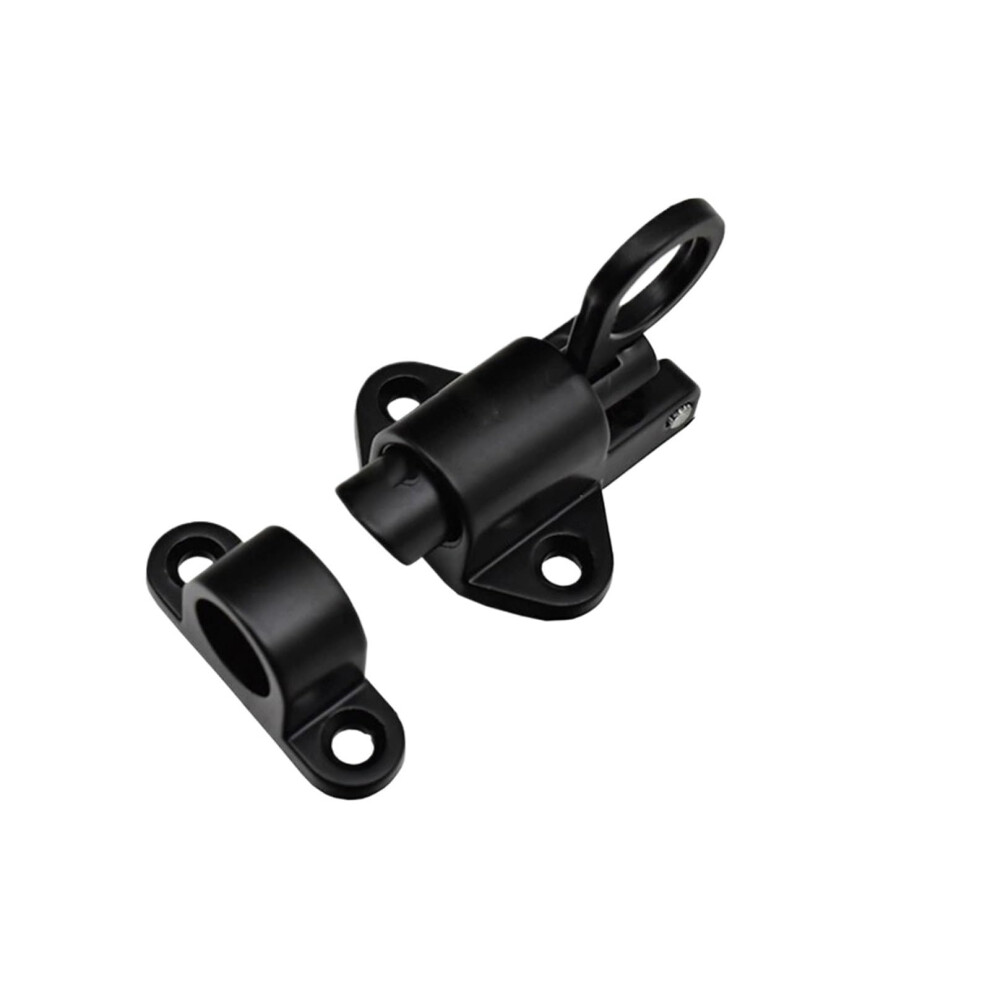 Spring-Loaded Window Bolt With Security Pull Ring, Automatic Latch, Black Finish For Doors And Windows 6947110870410