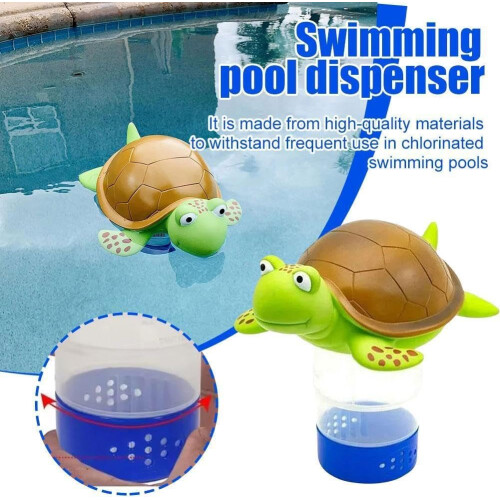 Floating Chlorine Dispenser Turtle Pool Float - Cute Turtle Shape, Pool Tablet Holder, Q2H5 Accessories, 1 Item 1