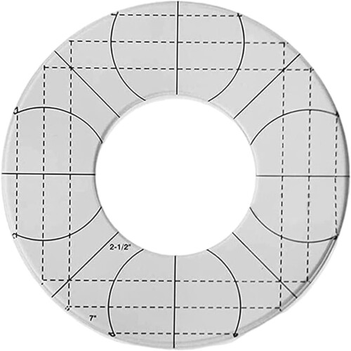 Circle Templates Set of 5 - Quilting Frame Compatible, Sewing Ruler, Low-Profile Handle, Stitched Needle Template 2