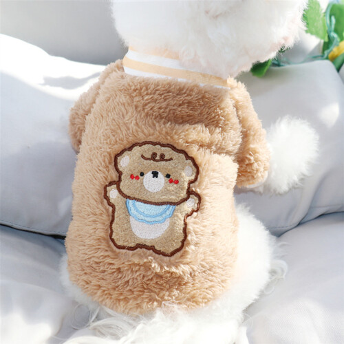 Pullover per cane in peluche marrone, taglia M, caldo 2