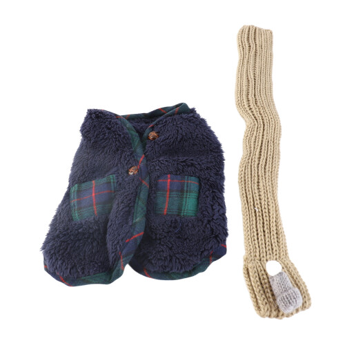 Hund Winterkleidung M Blauer Schal Polyester 1