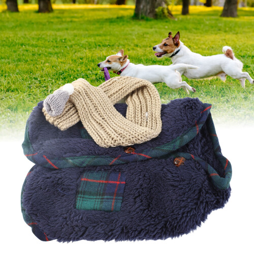 Hund Winterkleidung M Blauer Schal Polyester