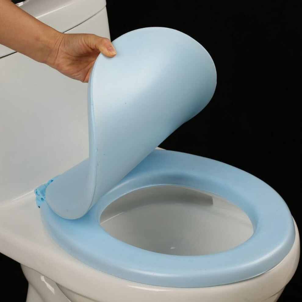 Toilet Seat Soft Close Oval V/D Shape, Standard Size, Foaming Toilet Seat Cover, V-Shaped Blue 6493810523700
