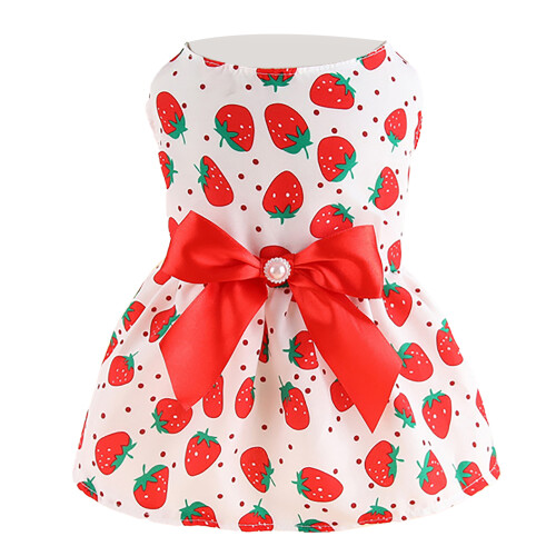 Rotes Erdbeer-Hundekleid L - Prinzessinnenstil 1