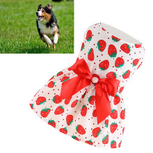 Rotes Erdbeer-Hundekleid L - Prinzessinnenstil