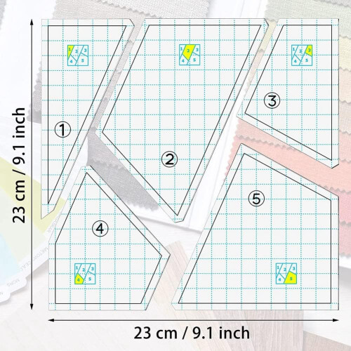 5-Piece Quilt Stencil Set, DIY Quilt Ruler For Hand Patchwork, Square Templates, Quilt Templates, Sewing Machine Ruler 2