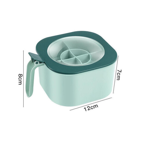 Boîte de rangement pour épices PP, 4 compartiments, verte, 7x12x8 cm 1