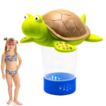 Chlor Schwimmer Pool Chlorine Tablet Floater, Turtle Pattern, 3-Inch Tablet Compatible, Spa And Pool Dispenser