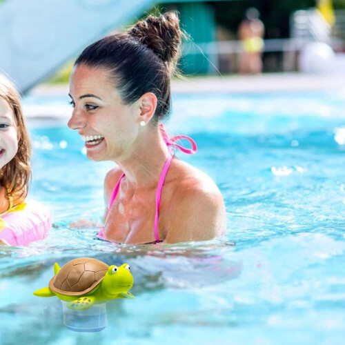 Chlor Schwimmer Pool Chlorine Tablet Floater, Turtle Pattern, 3-Inch Tablet Compatible, Spa And Pool Dispenser 1