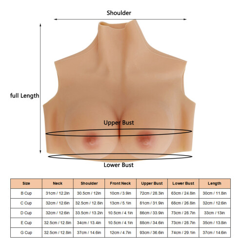 Torace protesico in silicone setoso coppa C bronzo 1