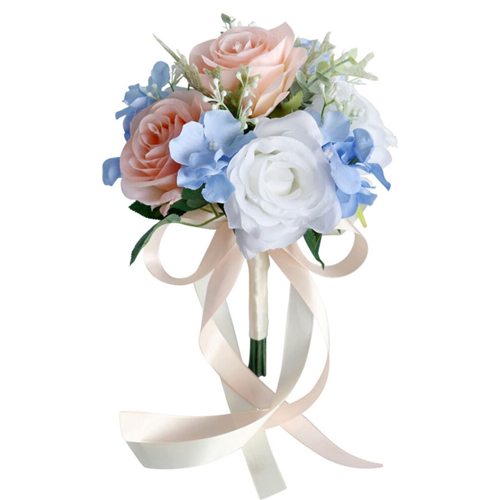 Artificial Blue Small Wedding Bouquet Hand Flowers For Weddings, Wedding Ceremony Decor, Anniversary Ornaments-image-OPC-PJDVNZY-NEW