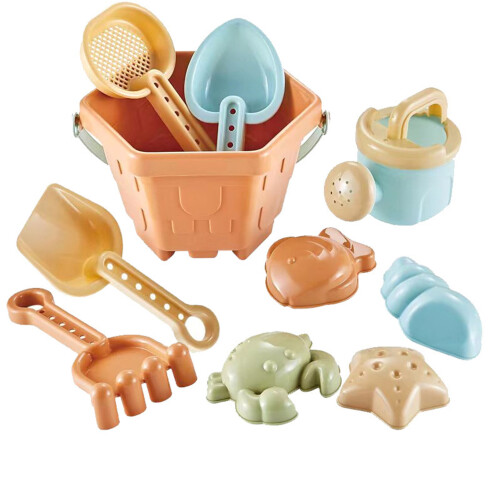 10PCS Plastic Sand Toys Set for Kids, Shell Bucket & Tools 1