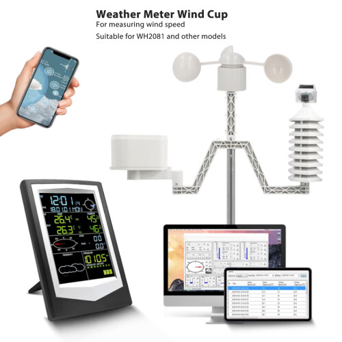 Anemómetro de tres copas Sensor de velocidad Conector RJ11 2