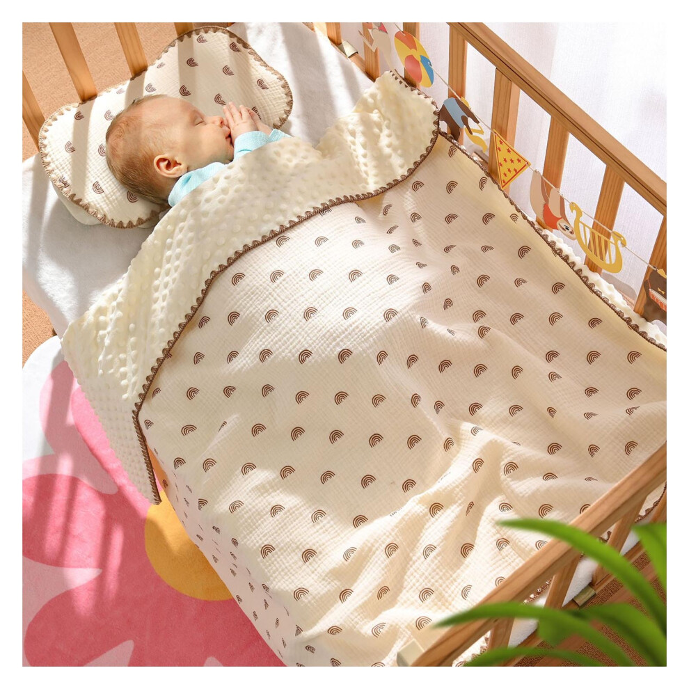 Cute Rainbow Dotted Backing Baby Blanket, Breathable & Soft for Summer
